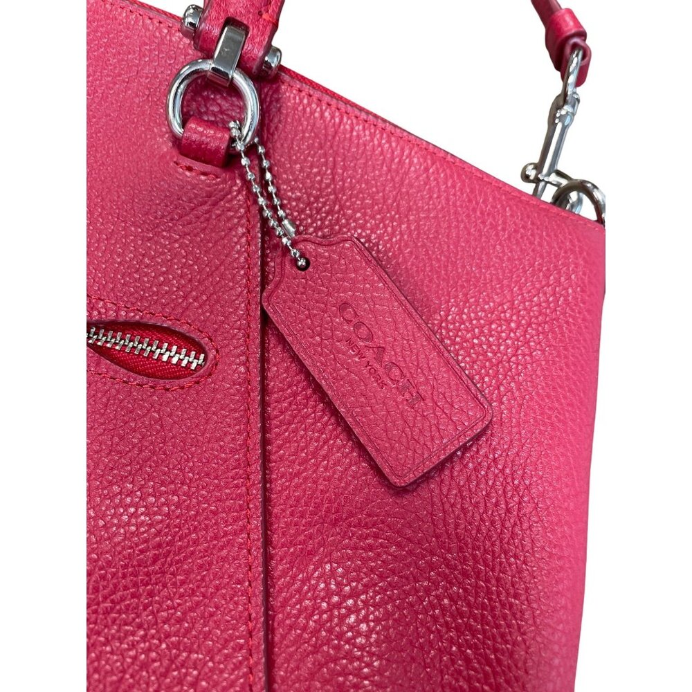 Coach Edie Womans Red Leather Pebbled Crossbody Handbag SKU 9496 - Picture 4 of 16